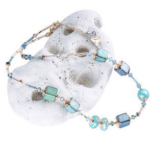 Lampglas Elegantní náhrdelník Turquoise Beauty z perel Lampglas NCU51