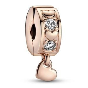 Pandora Bronzový klipový korálek Rose Zavěšené srdce 782253C01