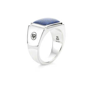 Rebel&Rose Nadčasový stříbrný prsten Square Lapis Lowneck RR-RG033-S 58 mm