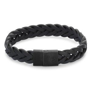 Rebel&Rose Černý kožený náramek Braided Black Black RR-M0026-B 17,5 cm - M