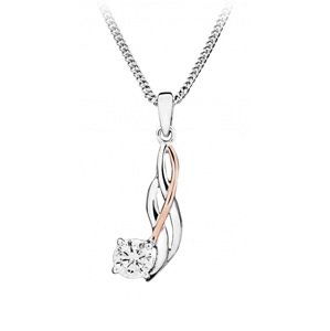 Silver Cat Elegantní bicolor náhrdelník s kubickým zirkonem SC453 (řetízek, přívěsek)