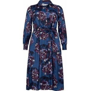 KAFFE CURVE Košilové šaty 'Nanni' kobaltová modř / ostružinová / růže / černá