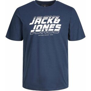 JACK & JONES Tričko 'ELLIOT' tmavě modrá / bílá