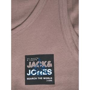 JACK & JONES Tričko 'HUNT' šedobéžová / bledě fialová / černá / bílá
