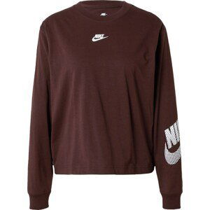 Nike Sportswear Mikina tmavě hnědá / bílá