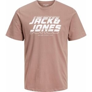 JACK & JONES Tričko 'ELLIOT' světle béžová / bílá
