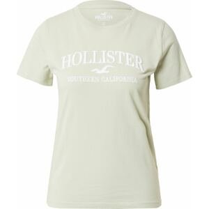HOLLISTER Tričko pastelově zelená / bílá
