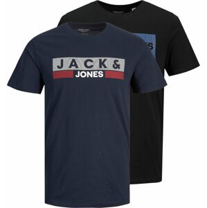 JACK & JONES Tričko marine modrá / karmínově červené / černá / bílá
