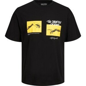 JACK & JONES Tričko 'Masterpiece' žlutá / černá / bílá