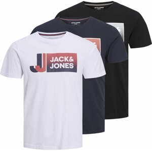 JACK & JONES Tričko 'LOGAN' námořnická modř / hnědá / rezavě hnědá / šedá / černá / bílá