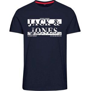 JACK & JONES Tričko 'NEW AIDEN' námořnická modř / bílá