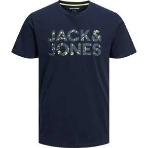 JACK & JONES Tričko tmavě modrá / žlutá