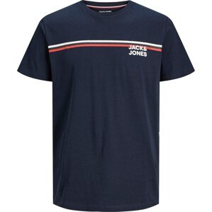 JACK & JONES Tričko 'Atlas' námořnická modř / ohnivá červená / bílá