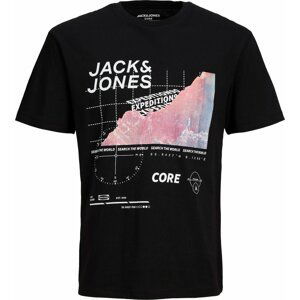 JACK & JONES Tričko 'NADES' pink / černá / bílá