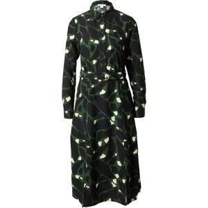 Warehouse Košilové šaty slonová kost / tmavě zelená / černá