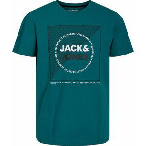 JACK & JONES Tričko 'RALF' smaragdová / černá / bílá