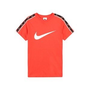 Nike Sportswear Tričko 'REPEAT' oranžově červená / černá / bílá