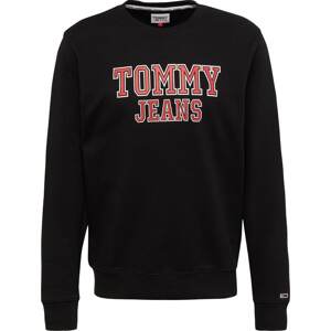 Tommy Jeans Mikina červená / černá / bílá