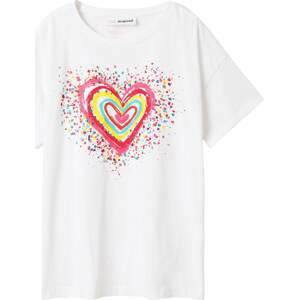 Desigual Tričko 'HEART' mix barev / bílá