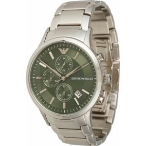 Emporio Armani Analogové hodinky zelená / stříbrná / bílá