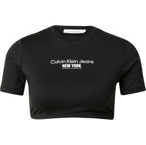 Calvin Klein Jeans Tričko černá / bílá