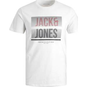 JACK & JONES Tričko 'Brix' červená / černá / bílá