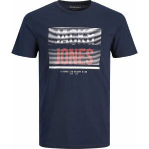 JACK & JONES Tričko 'Brix' tmavě modrá / červená / bílá