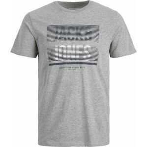 JACK & JONES Tričko 'BRIX' tmavě modrá / šedý melír / bílá