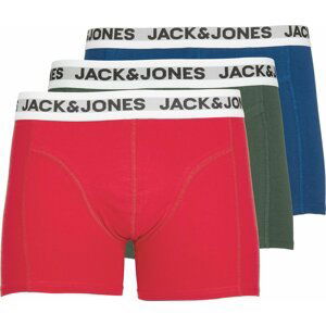JACK & JONES Boxerky tmavě modrá / khaki / světle červená / bílá
