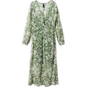 MANGO Letní šaty 'Lila' zelená / bílá