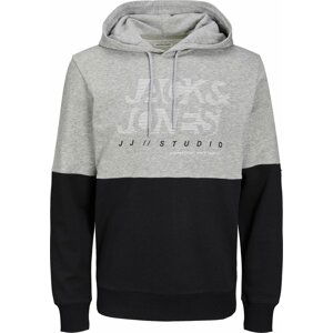 JACK & JONES Mikina 'MARCO' šedý melír / černá / bílá