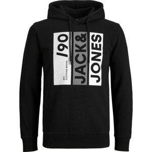 JACK & JONES Mikina 'JIO' černá / bílá