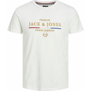 JACK & JONES Tričko marine modrá / zlatě žlutá / krvavě červená / bílá