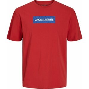 JACK & JONES Tričko modrá / tmavě červená / offwhite