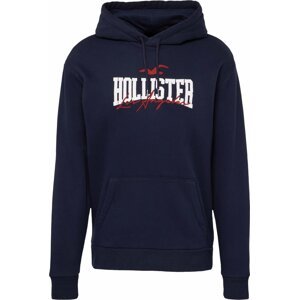 HOLLISTER Mikina tmavě modrá / červená / bílá