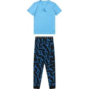 Calvin Klein Underwear Pyžamo nebeská modř / světlemodrá / černá / bílá