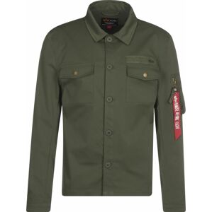 ALPHA INDUSTRIES Přechodná bunda khaki / červená / bílá