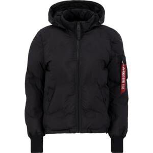 ALPHA INDUSTRIES Zimní bunda 'Flight Jacket Hooded Logo Puffer Wmn' červená / černá / bílá