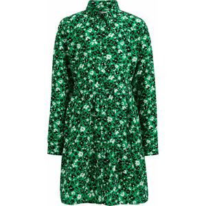 WE Fashion Šaty trávově zelená / černá / bílá
