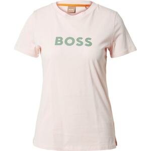 BOSS Orange Tričko 'Elogo' khaki / růžová