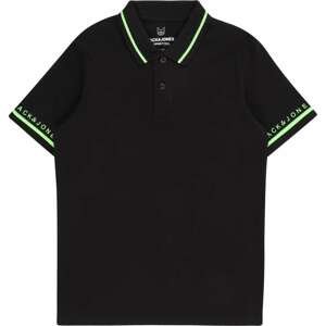 Jack & Jones Junior Tričko 'GLOBUS' svítivě zelená / černá