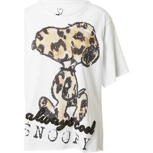 Frogbox Oversized tričko 'Snoopy Leo' béžová / černá / bílá
