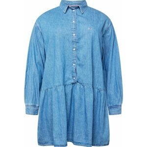 Tommy Jeans Curve Košilové šaty 'CHAMBRAY' námořnická modř / modrá džínovina / červená / bílá
