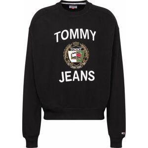 Tommy Jeans Mikina béžová / světle zelená / černá / bílá