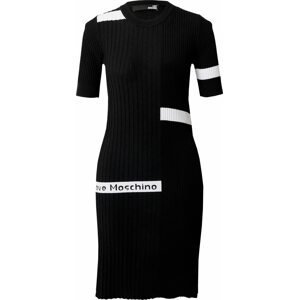 Love Moschino Úpletové šaty černá / bílá