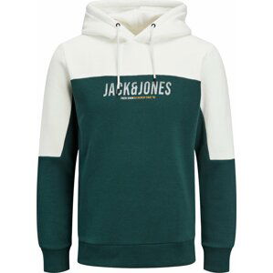 JACK & JONES Mikina 'Dan' žlutá / smaragdová / bílá