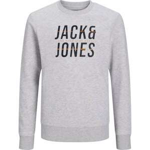 Jack & Jones Junior Mikina 'XILO' šedý melír / oranžová / černá