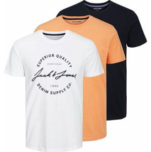 JACK & JONES Tričko 'ACE' jasně oranžová / černá / bílá