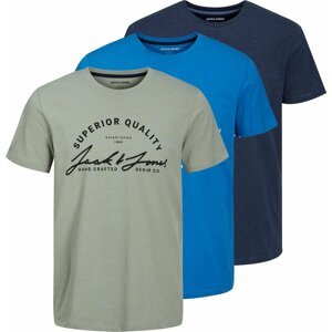 JACK & JONES Tričko 'Shirt ACE' modrá / námořnická modř / olivová