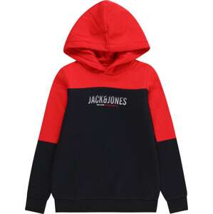 Jack & Jones Junior Mikina 'Edan' námořnická modř / červená / bílá